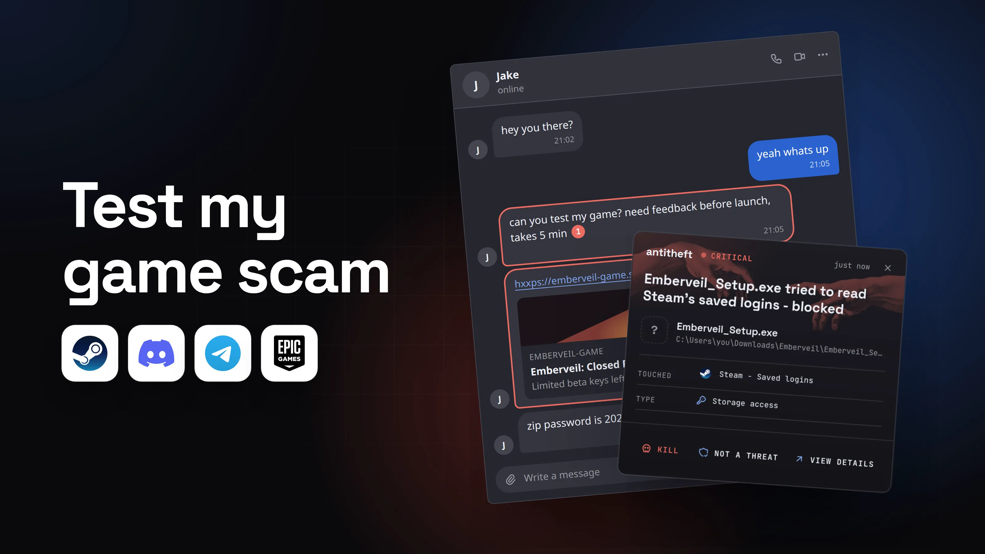 Illustration for Test my game scam: why a friend's game link steals accounts