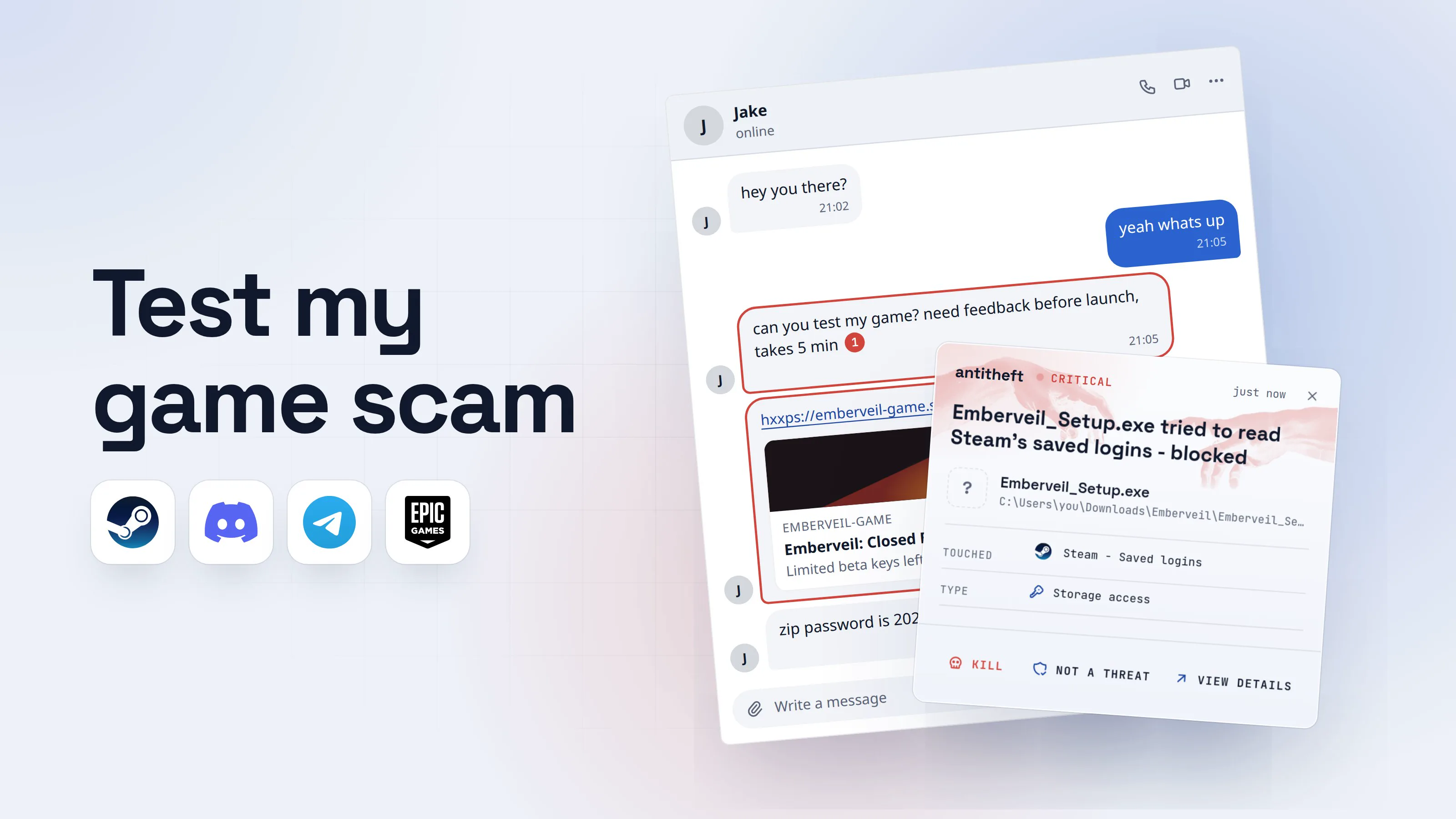 Illustration for Test my game scam: why a friend's game link steals accounts